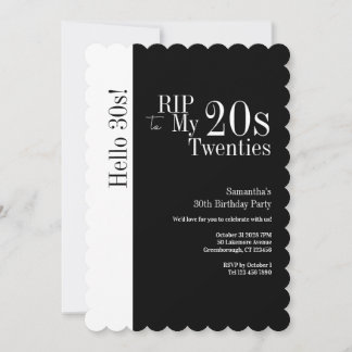 30. Geburtstag RIP 20er Hallo 30er Party Schwarz W Einladung