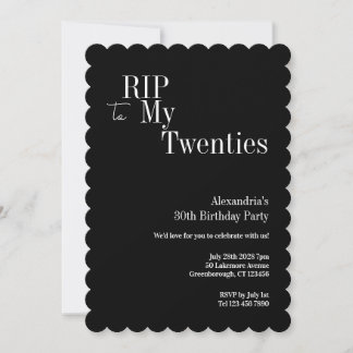 30. Geburtstag RIP 20er Schwarz-Weiß-Party Einladung