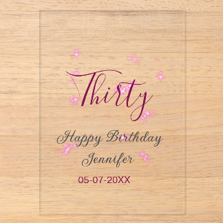 30. Geburtstag rosa Glitzer Sterne schwarz 30. Dat Acryleinladungen