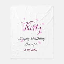 30. Geburtstag rosa Glitzer Sterne schwarz 30. Dat Fleecedecke