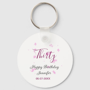 30. Geburtstag rosa Glitzer Sterne schwarz 30. Dat Schlüsselanhänger