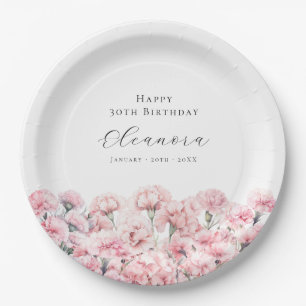 30. Geburtstag Rosa Nelke Januar Geburtsblume Pappteller