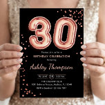 30. Geburtstag - Rose Gold Balloons Black Einladung<br><div class="desc">Party Einladung zum 30. Elegantes Design in Imitate Glitzer Rose Gold und Schwarz. Einladende Karte mit Rose Gold Nummer 30 Ballons und Skript-Schriftart. Ideal für eine stilvolle Feier. Nachricht,  wenn du ein Alter brauchst.</div>