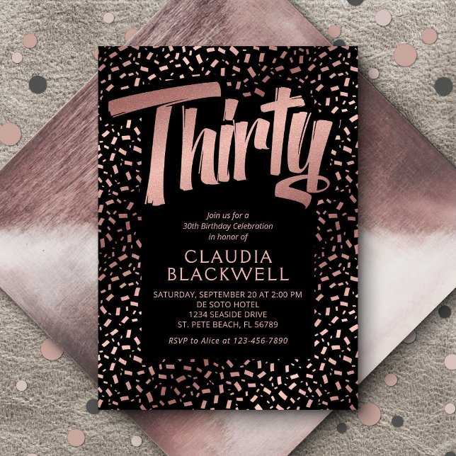 30. Geburtstag Rose Gold Confetti Einladung (Von Creator hochgeladen)