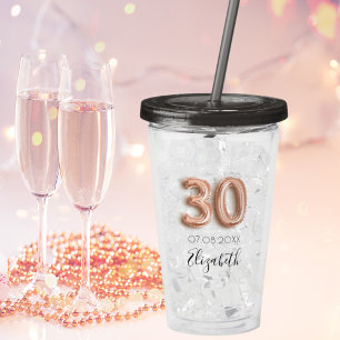 30. Geburtstag Rose Gold Konfetti Name Acryltrinkbecher