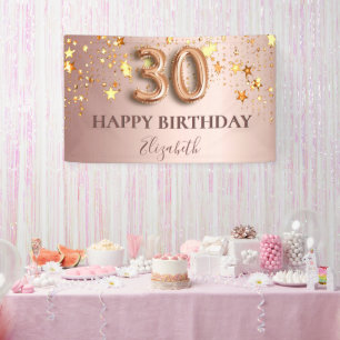 30. Geburtstag Rose goldene Sterne nennen elegant Banner