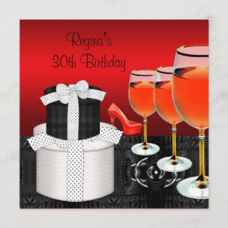30. Geburtstag Rote Schuhe Hi Heelses Weinglas Ges Einladung