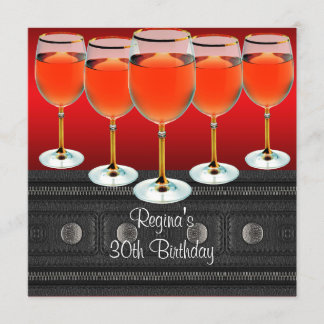 30. Geburtstag Rotes Weinglas Einladung