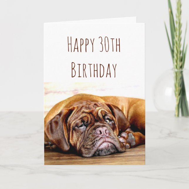 30. Geburtstag Sad Hund Bleibe Pawsitive Spaß Karte (Vorderseite)