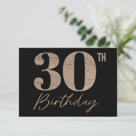 30. Geburtstag Schwarz und Gold Glitzer Dankeskarte