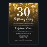 30. Geburtstag - Schwarz-weiß Gold Einladung<br><div class="desc">Einladung zum 30. Geburtstag. JEDES ALTER Elegantes Schwarz-weißes Design mit Imitate Glitzer goldenen Buckellampen. Erwachsener Geburtstag. Enthält Diamanten und Skript-Schriftart. Männer oder Frauen laden ein. Ideal für eine stilvolle Geburtstagsfeier. Nachricht,  wenn Sie weitere Anpassungen benötigen.</div>