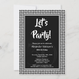 30. Geburtstag Schwarz-Weiß-Karton Einladung