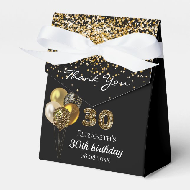 30. Geburtstag schwarzen Gold Leopard-Pilot Vielen Geschenkschachtel (Vorderseite)
