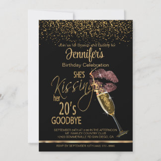 30. Geburtstag Sie küsst ihre 20-er Goodbye-Rose Einladung