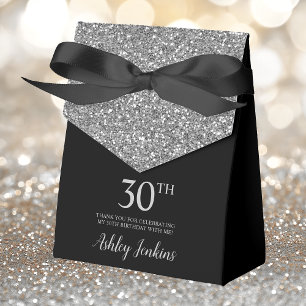 30. Geburtstag Silber Glitter Dankeschön Geschenkschachtel