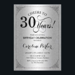 30. Geburtstag - SilberDamaskus Einladung<br><div class="desc">Einladung zum 30. Geburtstag. Elegantes Vintages Imitat silberfarbenes Design mit Damast-Muster. Enthält Skript-Schriftart. Feiert bis 30 Jahre! Kann in jedem Alter personalisiert werden! Nachricht,  wenn Sie weitere Anpassungen benötigen.</div>