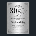 30. Geburtstag - SilberDamaskus Einladung<br><div class="desc">Einladung zum 30. Geburtstag. Elegantes Vintages Imitat silberfarbenes Design mit Damast-Muster. Enthält Skript-Schriftart. Feiert bis 30 Jahre! Kann in jedem Alter personalisiert werden! Nachricht,  wenn Sie weitere Anpassungen benötigen.</div>