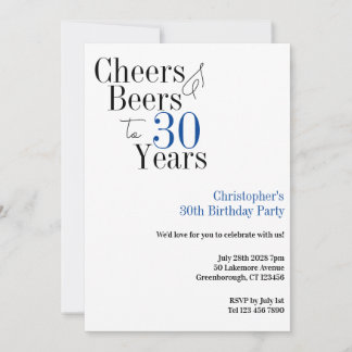 30. Geburtstag Simple Cheers Beers Party Einladung