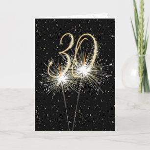 30. Geburtstag Sparkler auf schwarz Karte