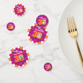 30. Geburtstag Stern rosa orange Papier Konfetti