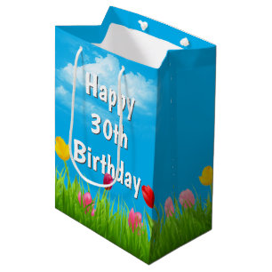30. Geburtstag Tulips Mittlere Geschenktasche Geschenktüte