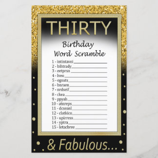 30 Geburtstag Word Scramble Game