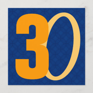 30. Geburtstags-Anzahl-Blau und Gold W951 Einladung