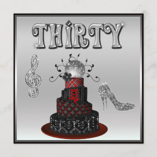 30. Geburtstags-Disco-Diva-Kuchen-Schein-Heels Einladung