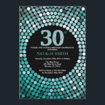 30. Geburtstags-Einladungs-schwarzer und Einladung<br><div class="desc">30. Geburtstags-Einladung. Schwarzer und aquamariner Glitzer. Aquamariner Diamant. Erwachsenes Geburtstags-Party. Für Männer oder Frauen. Für weitere Kundenbezogenheit klicken Sie bitte "besonders anfertigen es" Knopf und benutzen unser Entwurfswerkzeug,  um diese Schablone zu ändern.</div>