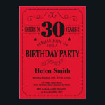 30. Geburtstags-Einladungs-Schwarzes und Rot Einladung<br><div class="desc">30. Geburtstags-Einladungs-schwarze und rote Typografie. Schwarzer und roter Hintergrund. Erwachsener Geburtstag. Männlicher Mann-oder Frauen-Geburtstag. Kinder Junge oder Mädchen-Dame Teen Teenage Bday Invite. 13. 15. 16. 18. 20. 21. 30. 40. 50. 60. 70. 80. 90. 100. Irgendein Alter. Für weitere Kundenbezogenheit klicken Sie bitte "besonders anfertigen es" Knopf und benutzen unser...</div>