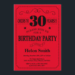 30. Geburtstags-Einladungs-Schwarzes und Rot Einladung<br><div class="desc">30. Geburtstags-Einladungs-schwarze und rote Typografie. Schwarzer und roter Hintergrund. Erwachsener Geburtstag. Männlicher Mann-oder Frauen-Geburtstag. Kinder Junge oder Mädchen-Dame Teen Teenage Bday Invite. 13. 15. 16. 18. 20. 21. 30. 40. 50. 60. 70. 80. 90. 100. Irgendein Alter. Für weitere Kundenbezogenheit klicken Sie bitte "besonders anfertigen es" Knopf und benutzen unser...</div>
