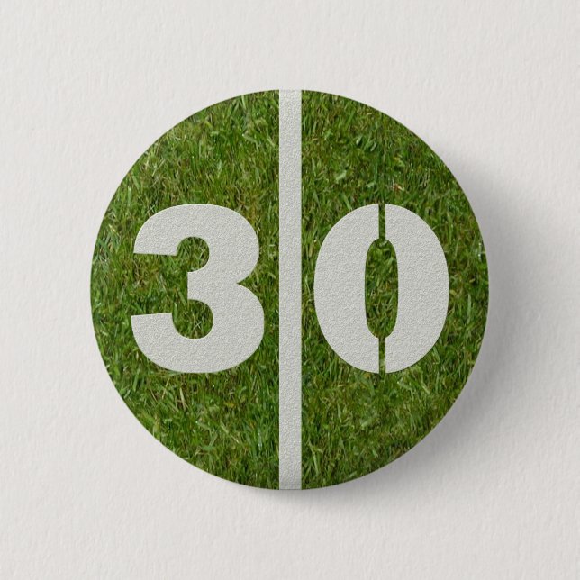 30. Geburtstags-Fußball-Yard-Knopf Button (Vorderseite)