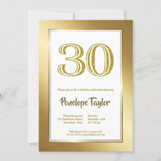 30. Geburtstags-Gold-Party Einladung