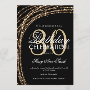 30. Geburtstags-Goldfunkelnde Schnur-Lichter Einladung