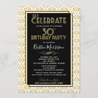 30. Geburtstags-Kunst-Deko Gatsby Einladung