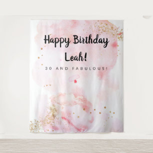 30. Geburtstagsdekor, Rosa und Gold im Hintergrund Wandteppich