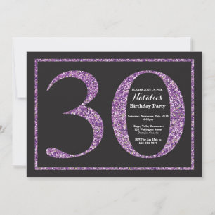 30. Geburtstagseinladung Lila Glitter Kreidetafel Einladung