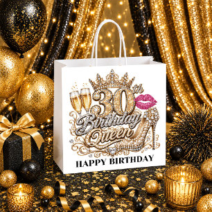 30. Geburtstagsfeier Gold und Schwarz Gold Glitter Große Geschenktüte