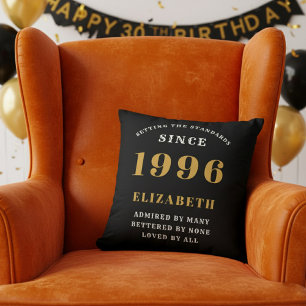 30. Geburtstagsgeschenk Personalisiert 1996 Schwar Kissen