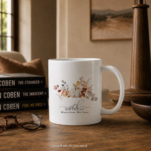 30. Geburtstagsgeschenk Weiße Kürbis Herbstblumen Kaffeetasse