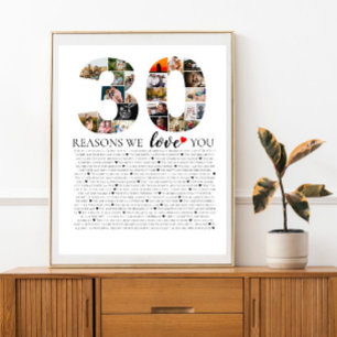 30. Geburtstagsgründe, warum wir dich lieben Fotoc Poster