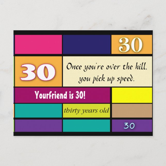 30. Geburtstagskarte Postkarte (Vorderseite)