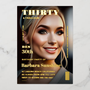 30. Geburtstagsmagazin Elegant Modern Gold Folieneinladung