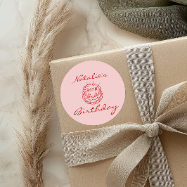 30. Geburtstagsparty aus gezogenem Pinkkuchen Runder Aufkleber
