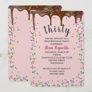 30. Geburtstagsschokolade mit Sprinklen Einladung