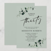 30. Geburtstagsüberraschung Party Eukalyptus Sage