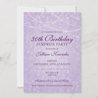 30. Geburtstagsüberraschung Party Mauve Bokeh Einladung