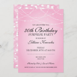 30. Geburtstagsüberraschung Party Pink String Ligh Einladung