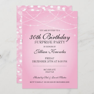 30. Geburtstagsüberraschung Party Pink String Ligh Einladung