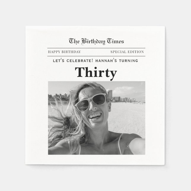30. Geburtstagszeitung Serviette (Vorderseite)
